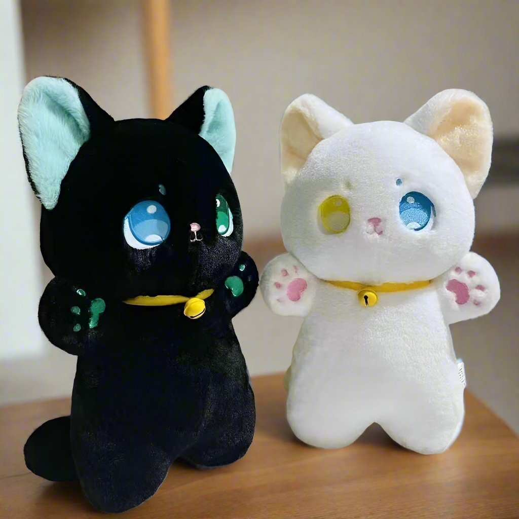 Kawaii Black & White Cat Plush / 25Cm Toy